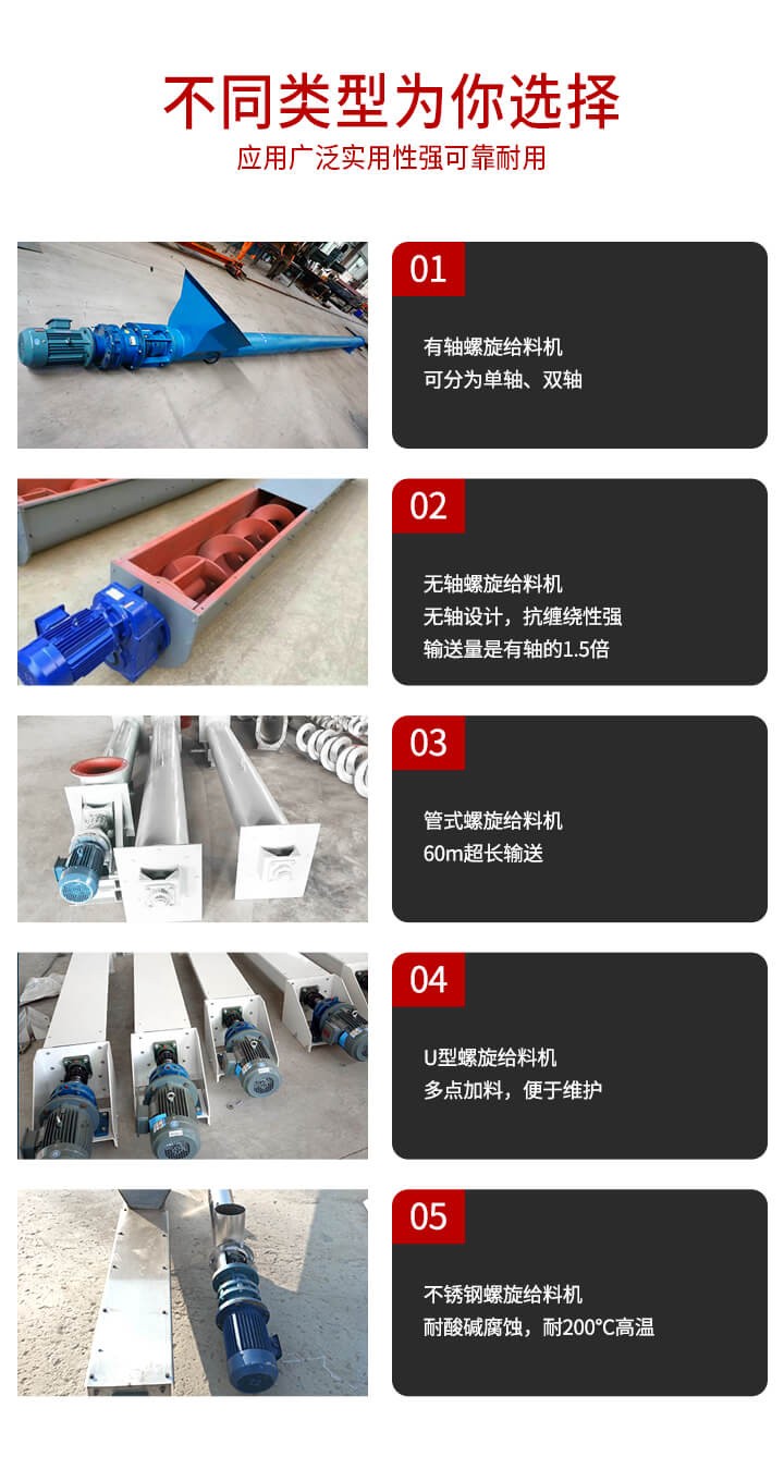 螺旋给料机的类型分类